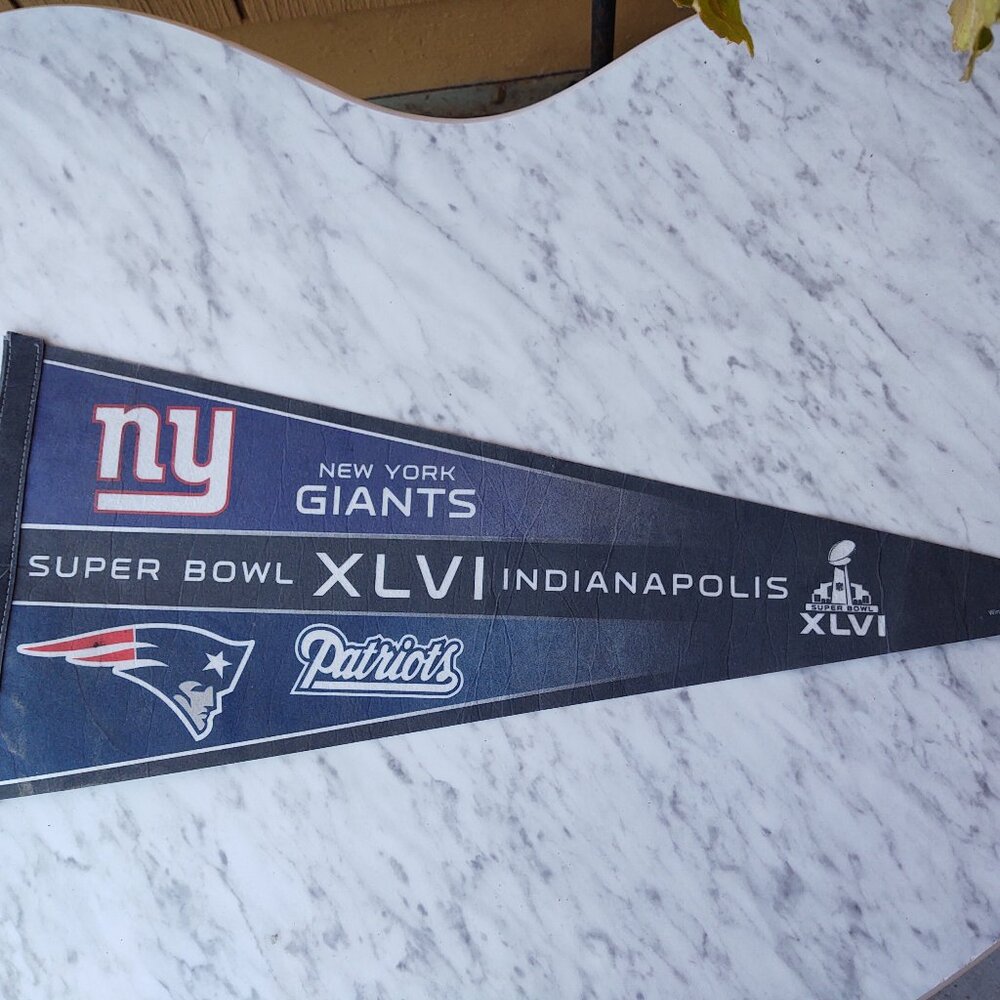 New England Patriots VS New York Giants NFL Team Pennant 2012 Super Bowl XLVI